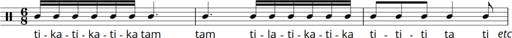 Compound Time Rhythm with Rhythm Names from page 93 of the Musicianship & Aural Training for the Secondary School Level 2 