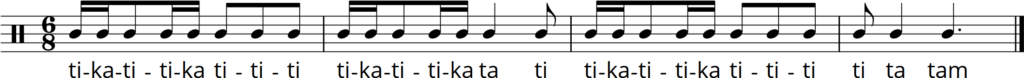 Compound Time Rhythm with Rhythm Names from page 93 of the Musicianship & Aural Training for the Secondary School Level 3 