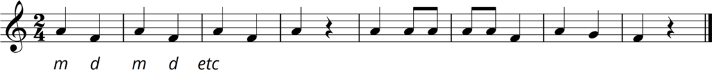 Excerpt of notation in simple time with solfa labelled underneath from page 8 of the Musicianship & Aural Training for the Secondary School Level 1 