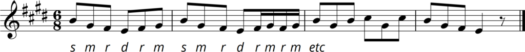 Excerpt of notation in compound time with solfa labelled underneath from page 114 of the Musicianship & Aural Training for the Secondary School Level 3 